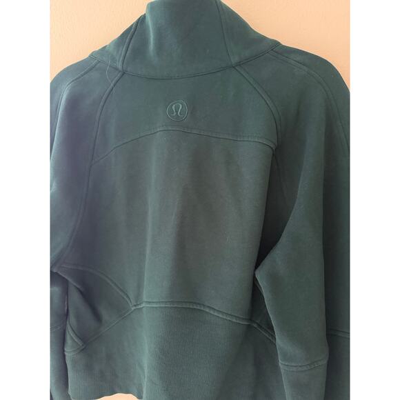 Lululemon scuba oversized funnel neck crop half zip / storm teal / gold / xs/s - Picture 6 of 8